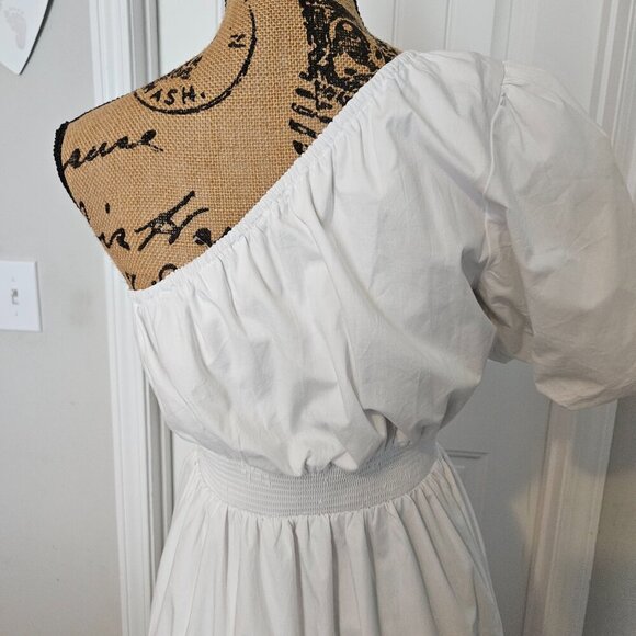 Sugarlips Bridgette One Shoulder Balloon Sleeve Poplin Midi Dress Size Small - Picture 10 of 12